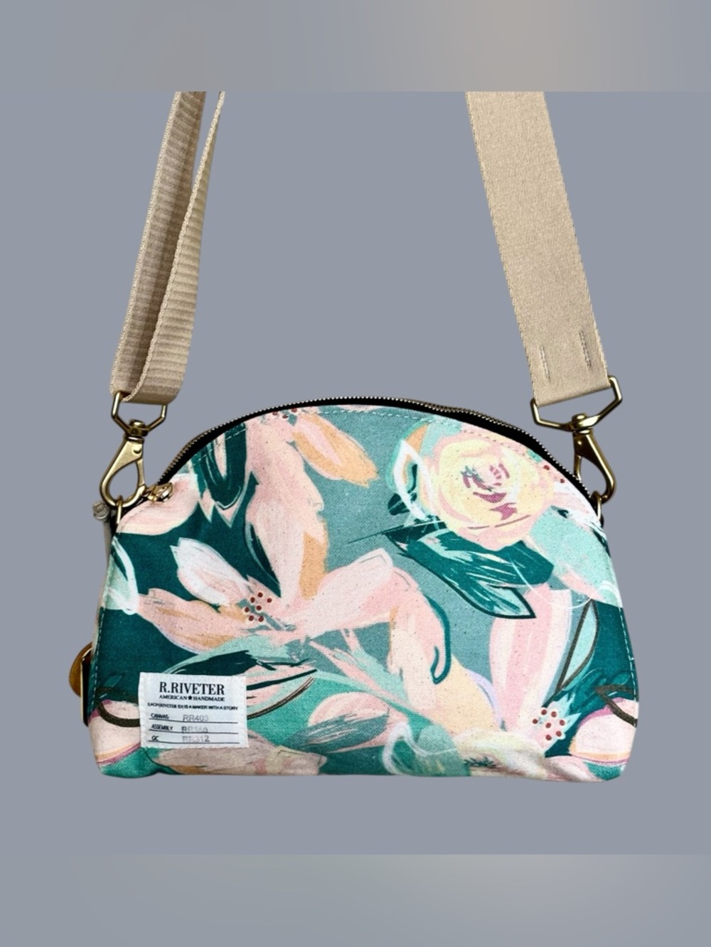 R. Riveter USA Made Floral Hopper Crossbody Bag-Like New